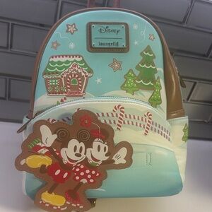 Loungefly Disney Mickey and Minnie Ice Skating Holiday Mini-Backpack